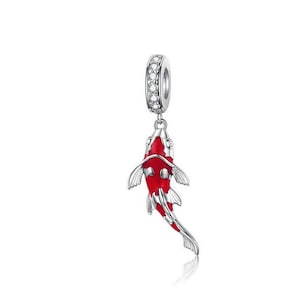 Lucky Koi Fish Dangle Charm for Pandora Bracelet , 100% Genuine 925 Sterling Silver Charm , Best Gifts