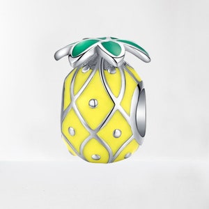 Pineapple Charm Beads 925 Sterling Silver Charm Fits Bracelet Necklace