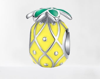 Pineapple Charm Beads 925 Sterling Silver Charm Fits Bracelet Necklace