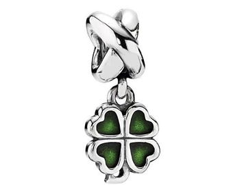 Lucky Four-Leaf Clover Charm Fit For Pandora Bracelet , 100% Genuine 925 Sterling Silver Charm , Best Gifts