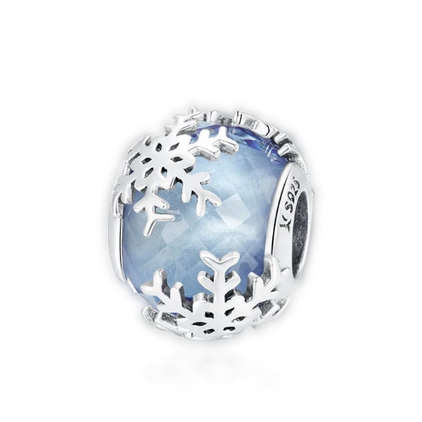 Crystal Snowflake Charm for Pandora Bracelet Necklace,100% Genuine 925 Sterling Silver Charm, New Year Gift