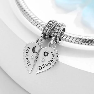 Mother Daughter Charm Fit For Pandora Bracelet , 100% Genuine 925 Sterling Silver Charm , Best Gifts