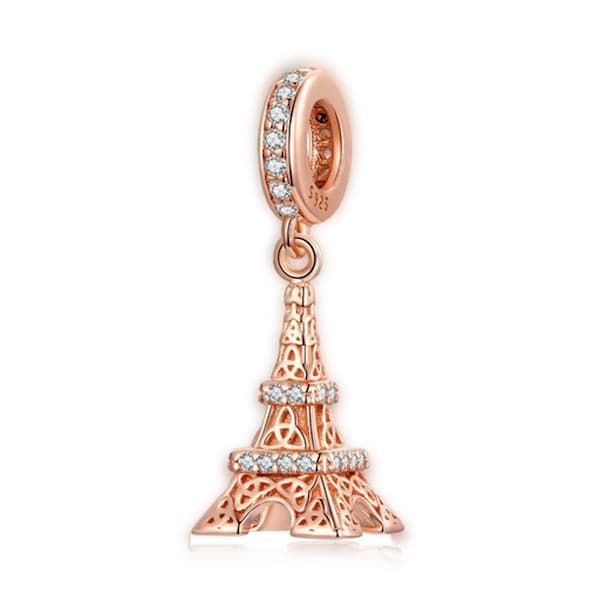 Breloque tour Eiffel pour collier bracelet Pandora, breloque en argent sterling 100 % véritable 925, cadeau du nouvel an