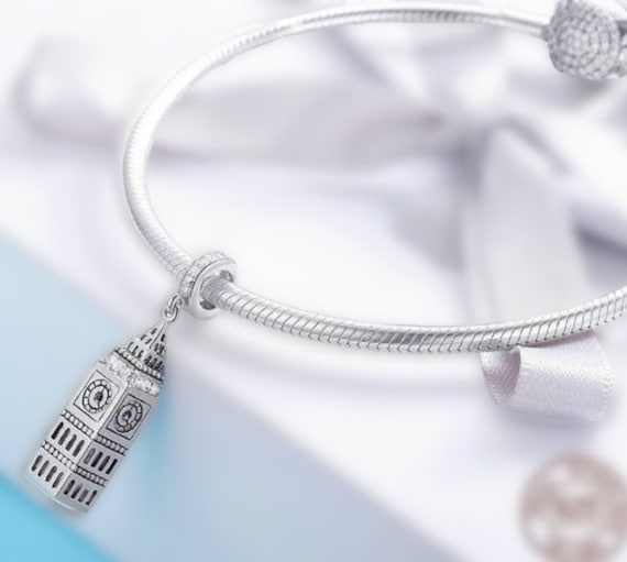 London Big Ben Clock Tower Pendant Dangle Charm for Pandora