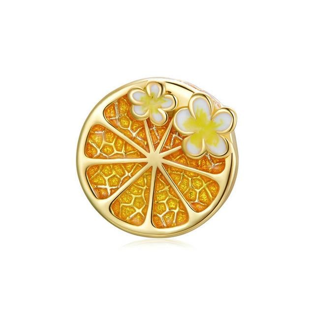 Orange Slice Charm Fit For Pandora Bracelet , 100% Genuine 925 Sterling Silver Charm , Best Gifts