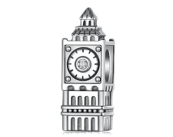 Dije del Big Ben de Londres para pulsera Pandora, 100 % plata de ley 925 auténtica, el mejor regalo.
