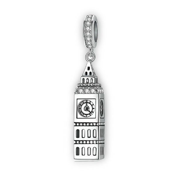 London Big Ben Clock Tower Pendant Dangle Charm for Pandora Bracelet Necklace,100% Genuine 925 Sterling Silver Charm, Best Gifts