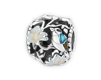 Bloem &bird charm voor Pandora armband ketting, 100% echte 925 sterling zilveren bedel, beste geschenken