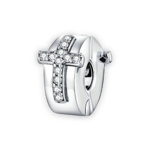 Symbol des Glaubens Kreuz Kruzifix Clip Stopper Charm für Pandora Armband Halskette, 100% echte 925 Sterling Silber Charm, beste Geschenke