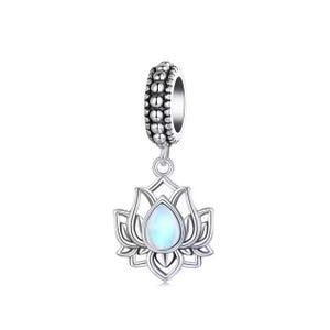 AEEQO Lotus Flower Pendant Charm, Fit Pandora Charms, for