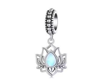 AEEQO Lotus Flower Pendant Charm, Fit Pandora Charms, for Pandora
