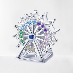Ferris Wheel Charm Beads 925 Sterling Silver Charm Fits Bracelet Necklace