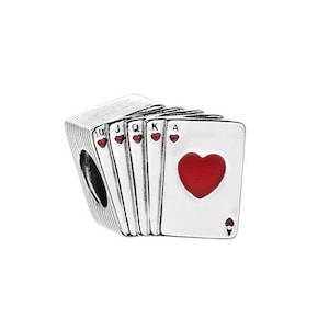 Speelkaartenbedel geschikt voor Pandora-armband, 100% echte 925 sterlingzilveren bedel, beste cadeaus
