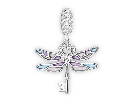 16 IN Sterling Silver Genuine Swarovski Blue Two-Tone Dragonfly Pendant  Necklace