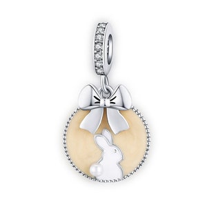 Cute Bunny Dangle Charm Beads for Pandora Bracelet Necklace,100% Genuine 925 Sterling Silver Charm, Best Gifts