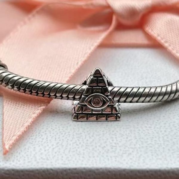 Small Pyramid Eye Charm Fit For Pandora Bracelet , 100% Genuine 925 Sterling Silver Charm , Best Gifts