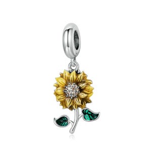 Sonnenblume Charm für Pandora Armband, 100% echte 925 Sterling Silber Charm, beste Geschenke