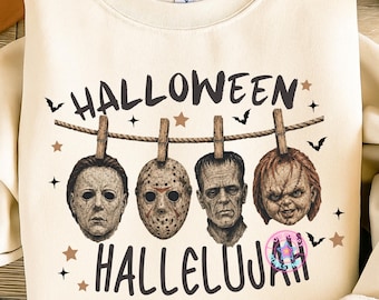 Halloween Hallelujah png, Horror Movies Character png, Trendy Spooky Vibes, Preppy Gothic Style Design, Retro Halloween Shirt, Fall Ghost