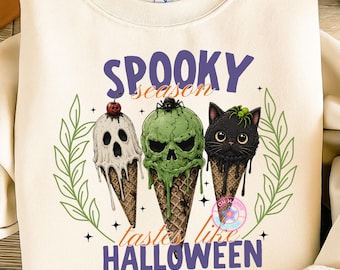 Spooky Ice Cream Monster png, Horror Movies Character, Spooky Season png, Funny Summerween Shirt, Vintage Horror Sublimation, Trick Or Treat