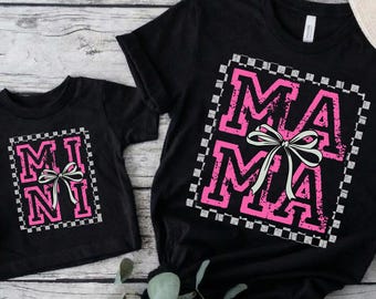 Checkered Mama Mini Matching Bundle png, Mothers Day Shirts, Family Matching T Shirt, Mom Daughter Tee, Mommy And Me Sweatshirt Sublimation