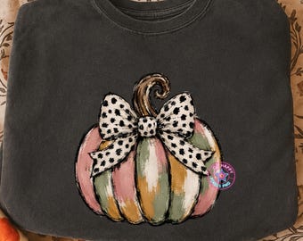 Striped Fall Pumpkin png, Preppy Pumpkin Bow png, Autumn Pumpkin Season png, Pumpkin Spice png, Cozy Pumpkin png, Pumpkin Sublimation