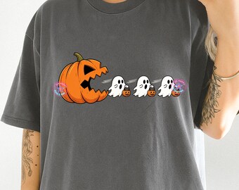 Halloween Pumpkin Chasing Ghost png, Arcade Pumpkin Halloween png, Spooky Pumpkin Season png, Cozy Halloween Costumes png, Fall Halloween