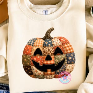 Patchwork de calabazas de Halloween png, Temporada de calabazas espeluznantes png, Diseño de Jack O' Lantern, Halloween a cuadros png, Calabaza de otoño png, Patchwork de moda