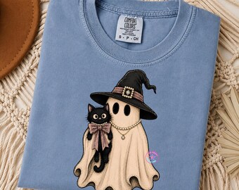 Halloween Ghost And Kitten png, Spooky Season Cat png, Witchy Hat Ghost Cat, Cute Ghost Cat png, Funny Halloween png, Kitten Lovers Shirt