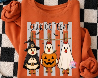 Chick Or Treat png, Cute Halloween Chicken png, Fall Chicken Shirt, Funny Halloween Design, Pumpkin Chicken png, Spooky Season Chicken png