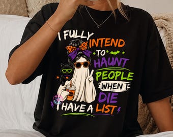 Mam zamiar straszyć ludzi po śmierci png, sarkastyczne Halloween png, dziewczęcy projekt na Halloween, czarownicze Halloween png, zabawna koszulka na Halloween