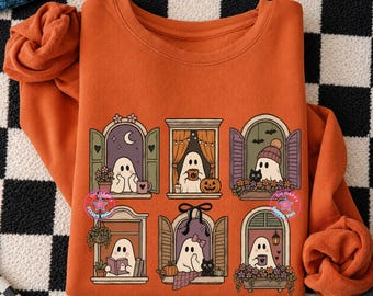 Spooky Season Windows png, Cozy Season Ghost png, Autumn Season Ghost png, Trendy Fall Ghost Sublimation, Retro Halloween Shirt, Boo Ghost