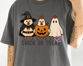 Chick Or Treat png, Cute Halloween Chicken png, Fall Chicken Shirt, Funny Halloween Design, Pumpkin Chicken png, Spooky Season Chicken png