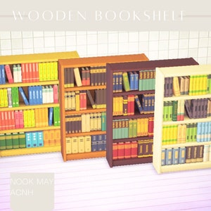 Acnh Wooden Bookshelf Set Delivery Animal Crossing New Etsy