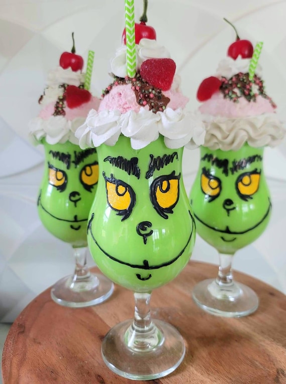 Grinch Fake Christmas Milkshake Food Prop. Holiday Decorations 