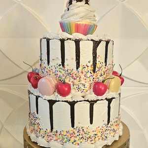 Large FAKE party cake. Perfect fake cake for display. Food prop