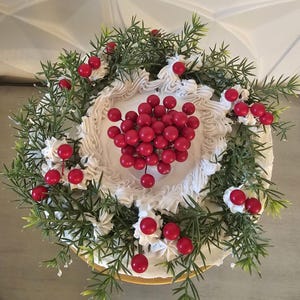 Beautiful fake berry Christmas cake