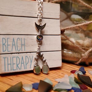 REAL Lake Erie Beach Glass Mermaid Tail Pendant with Chain