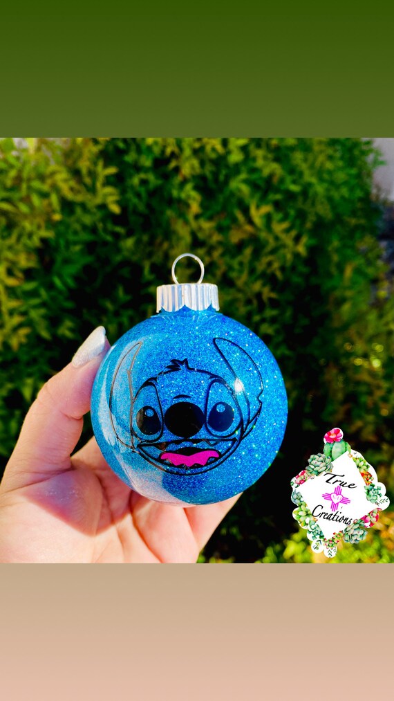 Stitch Disney Glitter Ornament Etsy