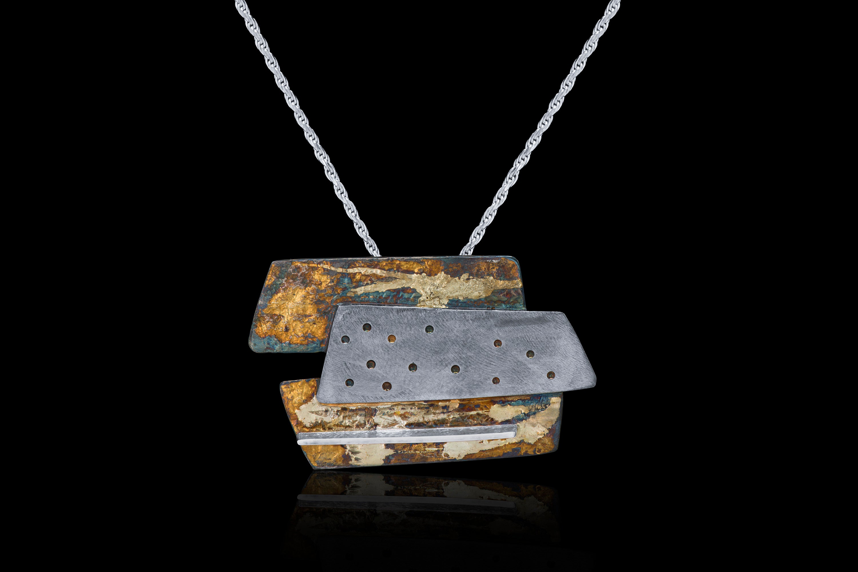 Sterling Silver and 10K Gold Solder Necklace Oxidized Etsy