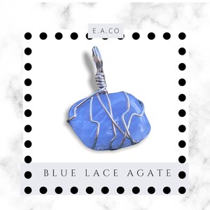 Handmade Silver or Gold Blue Lace Agate Pendant