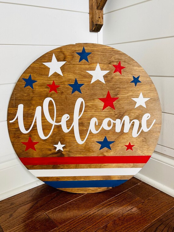 Front Door Sign | America Welcome | Door Hanger | House Warming