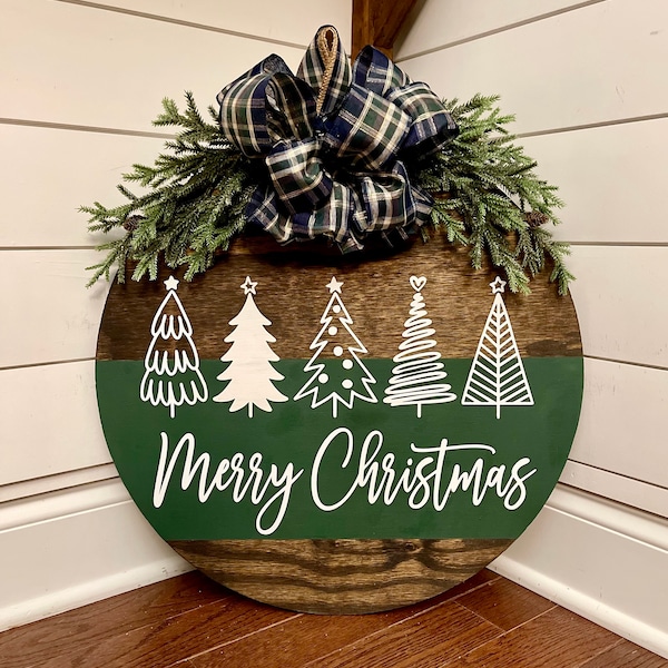 Letrero para la puerta principal / Feliz Navidad / Adorno para la puerta / Decoración navideña / Decoración para el hogar