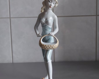 Unterweißbach Porcelain figurine - girl with basket - approx. 255 mm