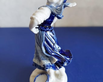 Volkstedt Porcelain Factory-~ Porcelain figure-~ Dancer girl with blue scarf