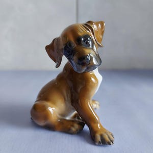 Porcelain figurine-~Rosenthal-~Dog-~Sitting Boxer Puppy-~1953-1956-~T.Kärner
