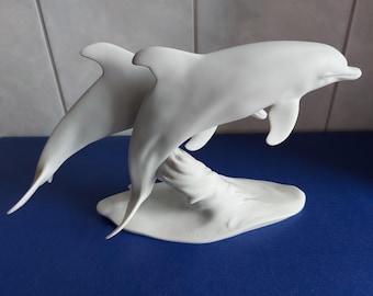 Porzellanfigur-AK Kaiser-Delfine-W.Gawantka-Nr.509-Biskuitporzellan