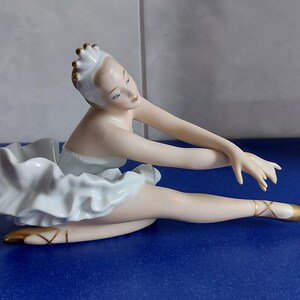 Figura de porcelana Wallendorf Cisne moribundo 1690 Kurt Steiner Ballet Bailarina Lago de los cisnes Vintage Turingia Alemania RDA Hecho a mano Antiguo
