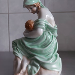 Herend Porcelain Figurine-~Woman with Child-~Nursing Mother-~Madonna with Child-~