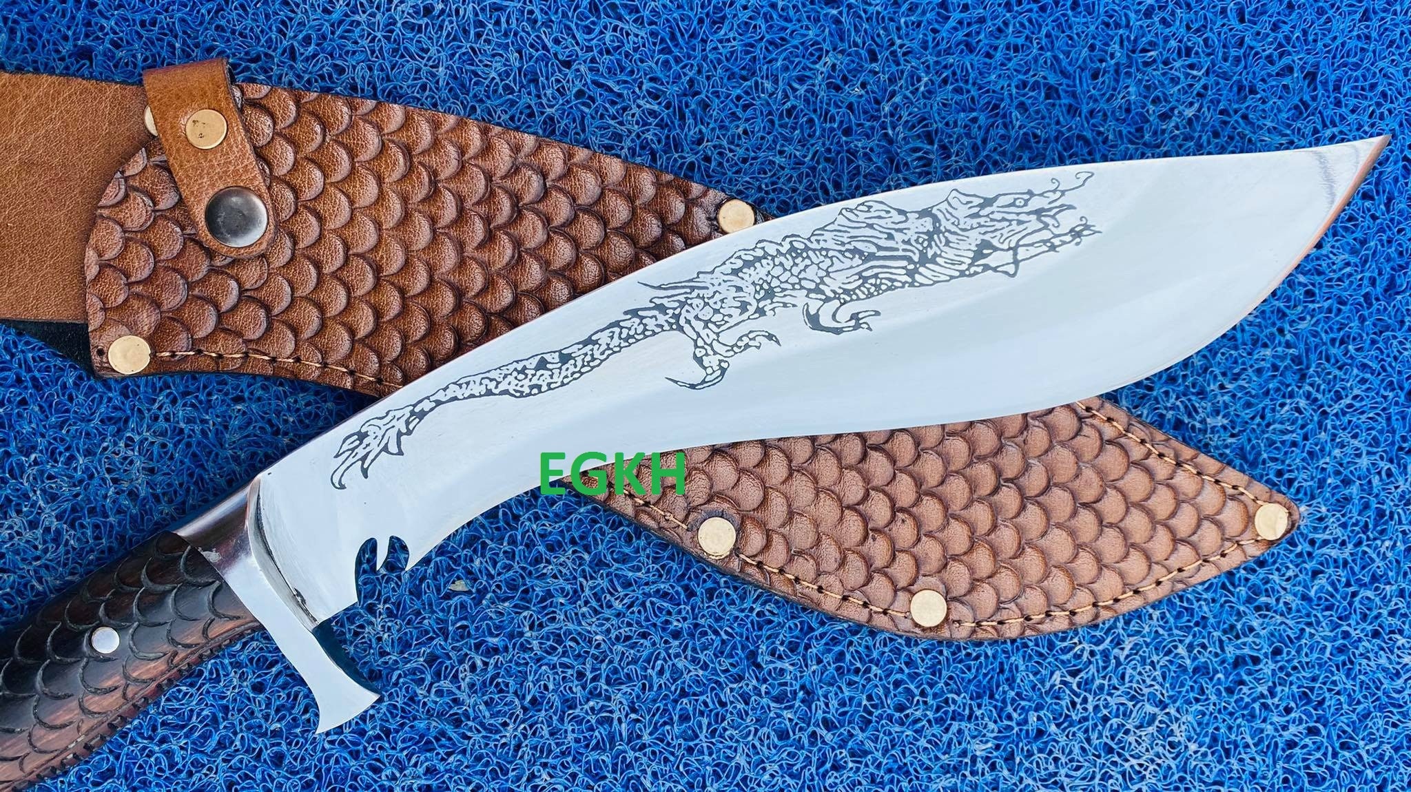 EGKHDrakos 12 Inches Leather Sheath Hand Tooled Dragon Scale Etsy
