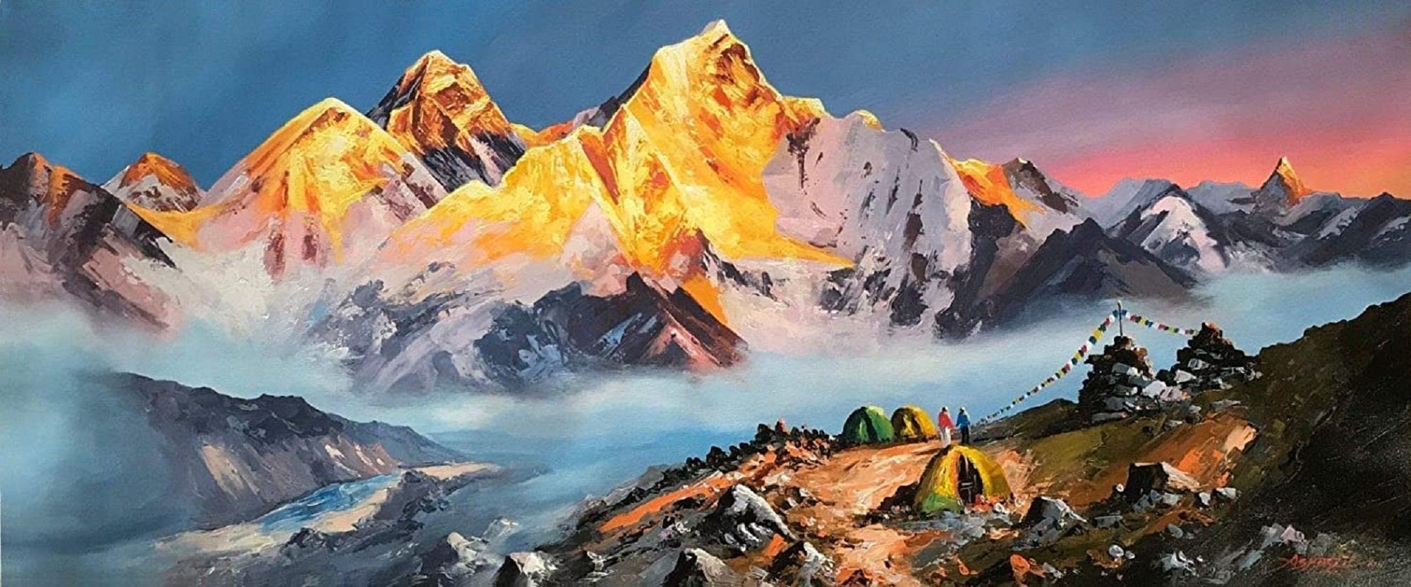 Mount EverestNepalHimalayanHand painting 3D Sunrise View Etsy